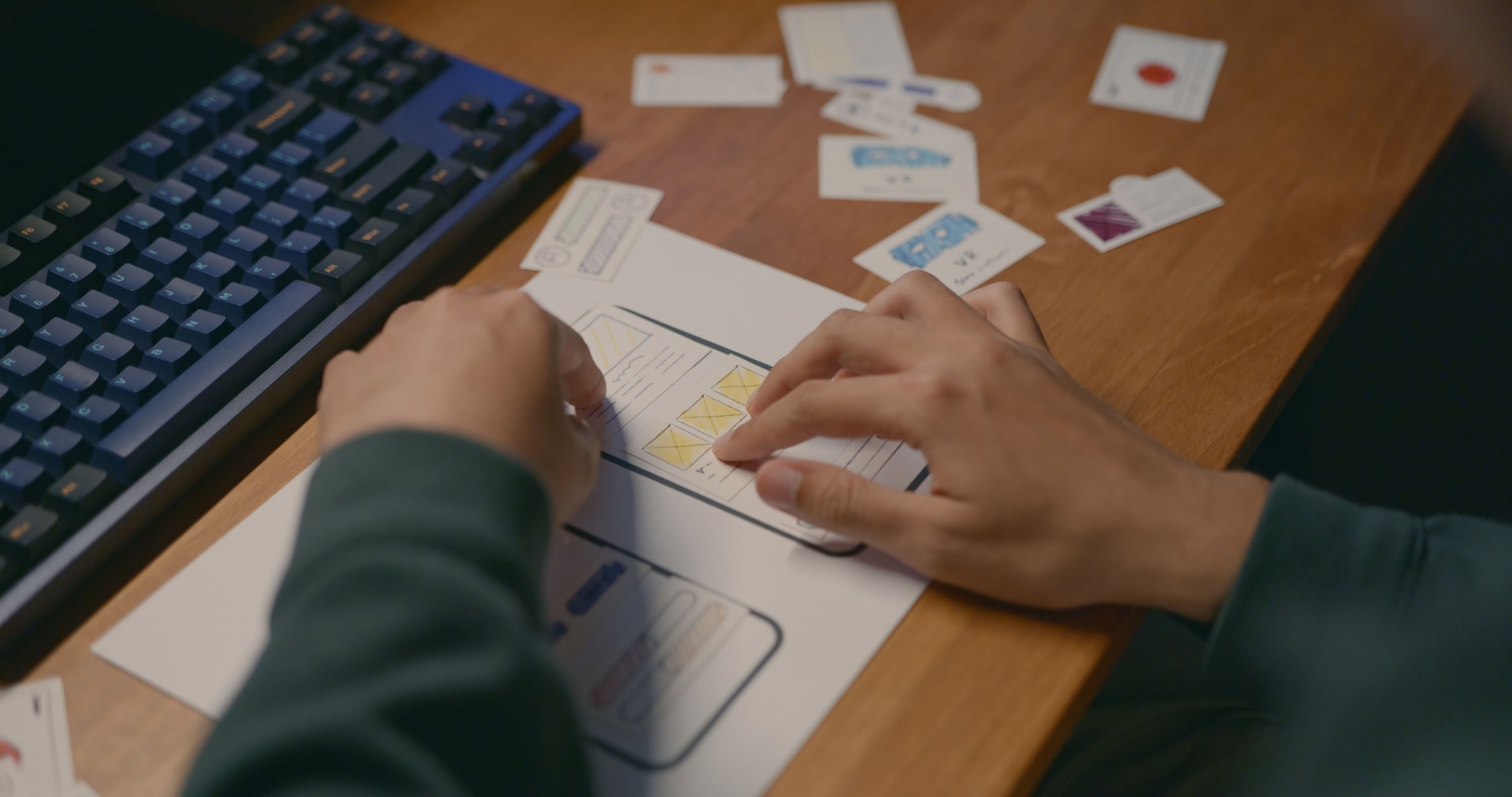 Designer Working on Mobile App Prototype.